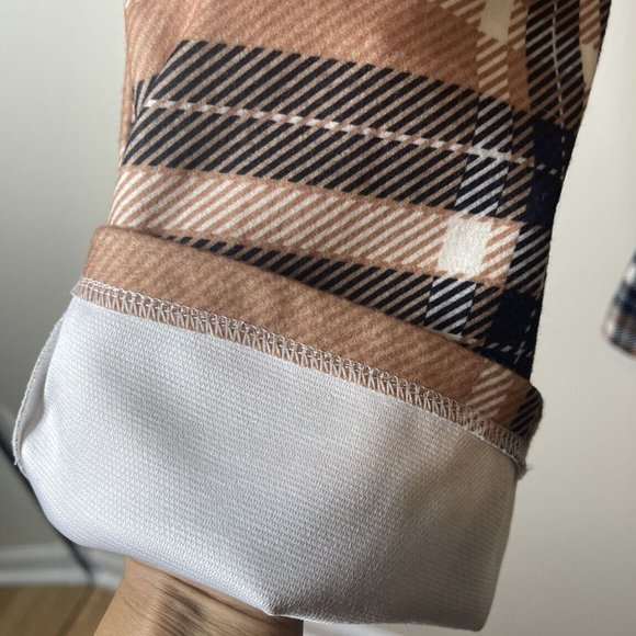 Women Dress Pants Small Brown Striped Print High Waist Leg Straigth Stretch Soft - Picture 14 of 16